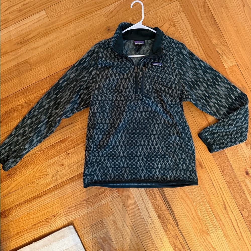 Patagonia men's 1/4 zip sweater pine green pattern sz medium